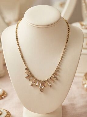 Vintage Jay Flex Sterling Silver Rhinestone Necklace